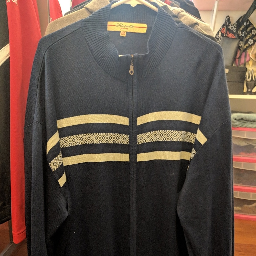 Men's Silversilk Sweater, zip-up